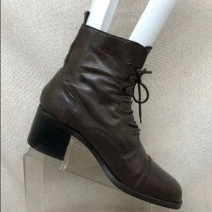 NINE WEST Brown Leather Fashion Boots Booties